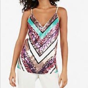 Express sequin spaghetti strap